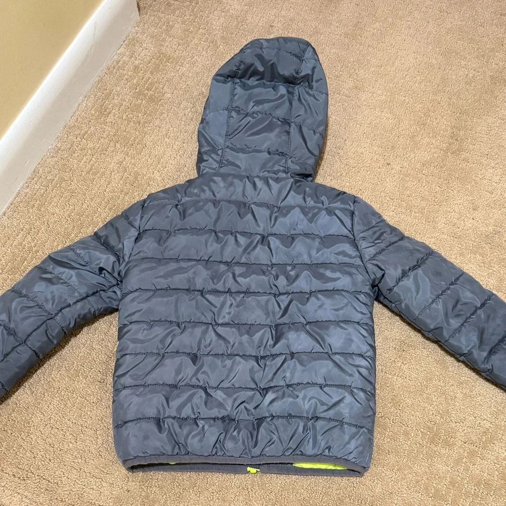 Nike Gray and Yellow Puffer Jacket with Hood - Picture 3 of 3